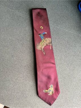 Vintage Polo Ralph Lauren Men's Burgundy Cowboy Rodeo 100% Silk Tie
